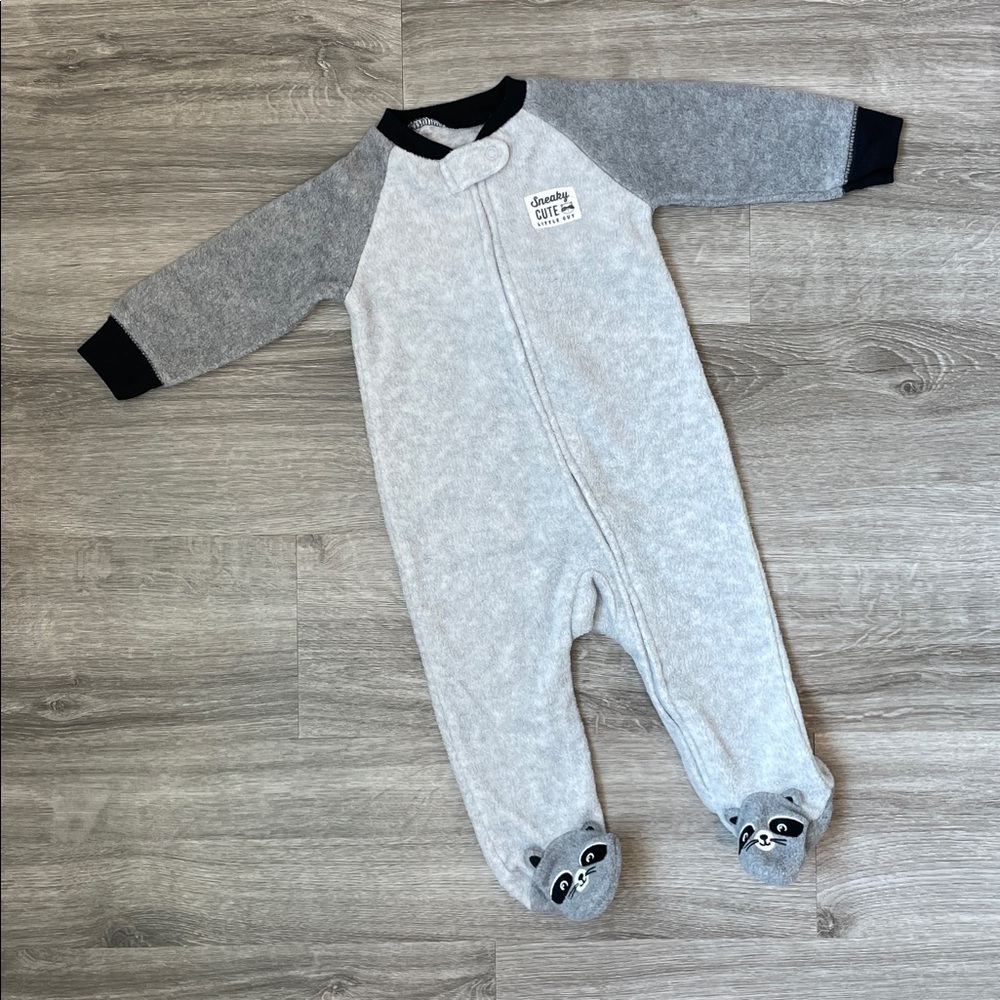 Carter's baby boys raccoon fleece zip up footie